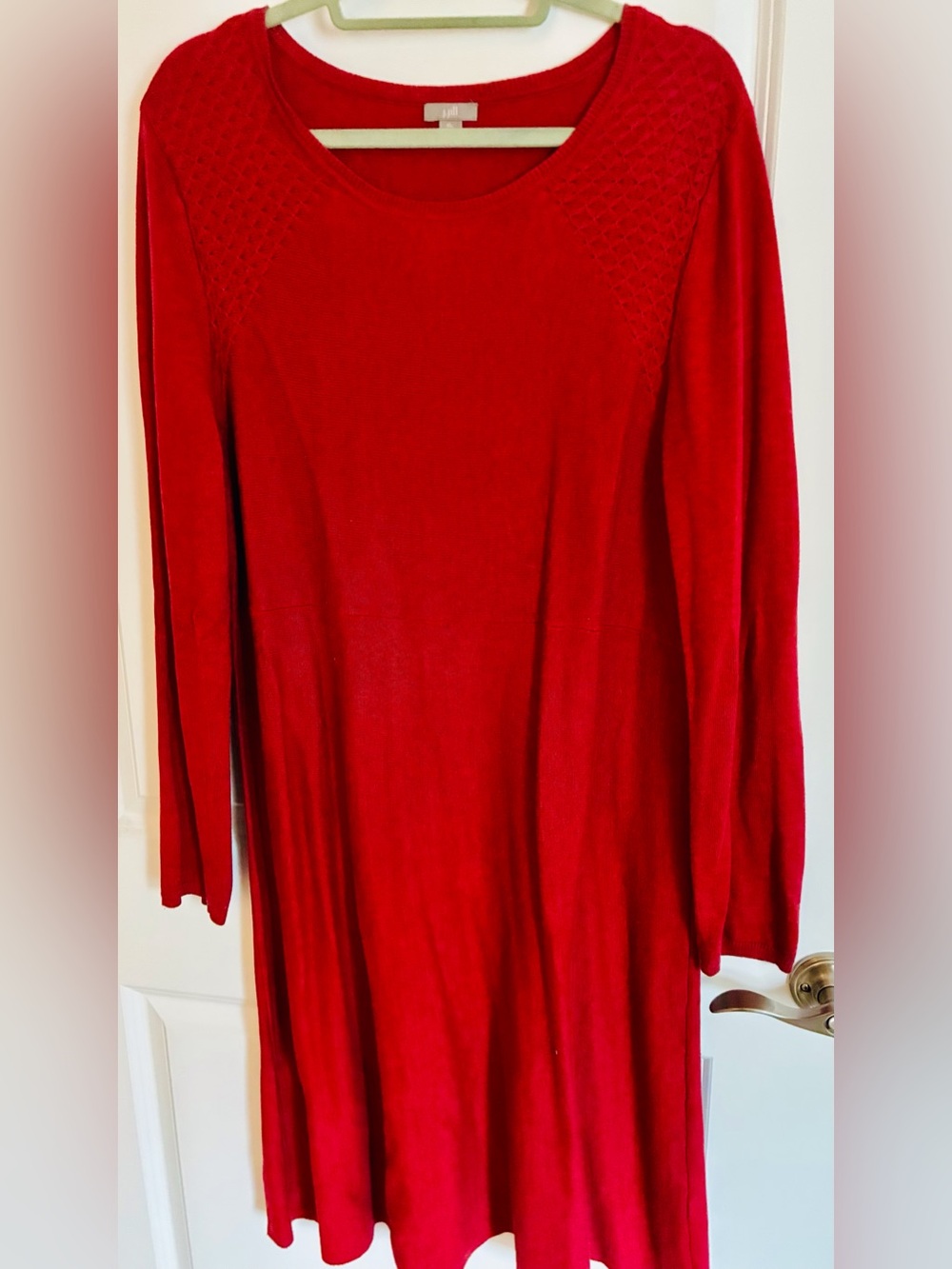 J. Jill Red Scoop-Neck Knit Sweater Dress